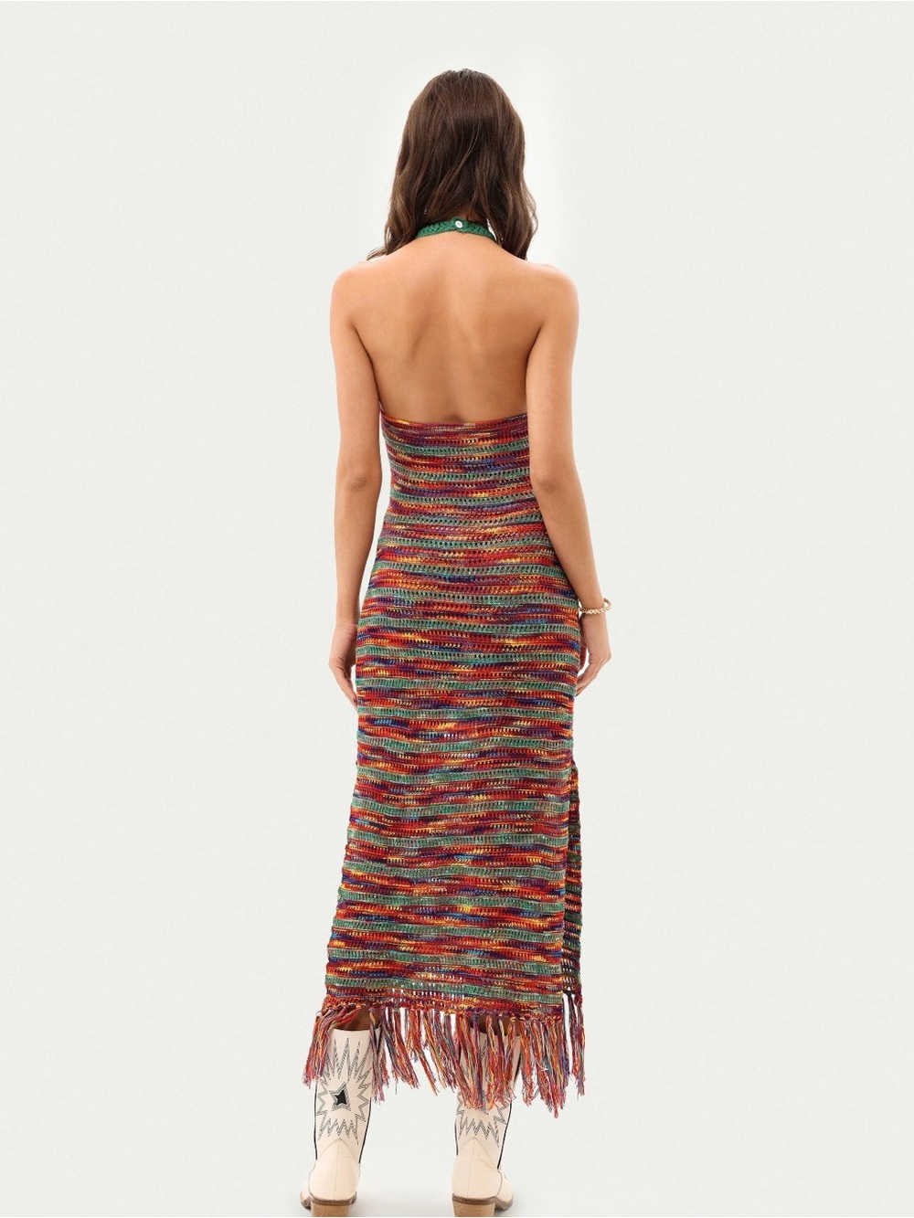 Cider Crochet Multicolor Midi Dress with Green Yoke | Size Small - Picture 6 of 11